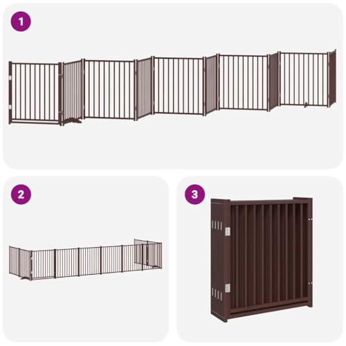 Vidaxl Barriera Per Cani, Porta Pieghevole, 10 Pannelli In Legno Di Pioppo - 5