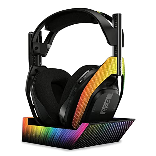 Image of MightySkins Carbon Fiber Skin Compatible with Astro A50 Wireless Headphones + Base Station (Gen 4) - Rainbow Streaks | Protective, Durable Textured Carbon Fiber Finish | Easy to Apply