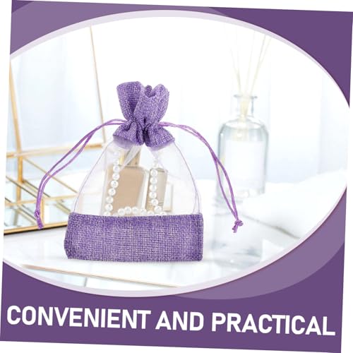 Bolsas de saco de malla con cordón lila 10 pcs miniatura 7