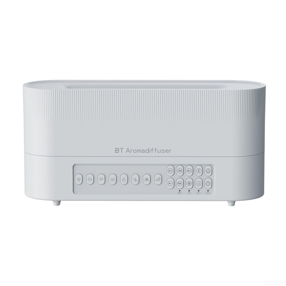 1 diffuseur d'aromathérapie, haut-parleur sans fil à effet de flamme, lumière d'ambiance, humidificateur d'huiles essentielles pour la maison, la chambre à coucher, le salon, la relaxation (blanc)
