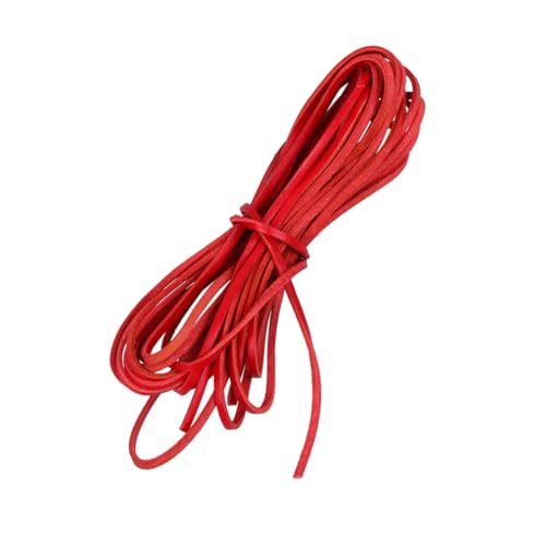 Veemoon Meters Cowhide Leather Cord for DIY Jewelry Making Strong Flexible Red Lanyard Rope for Bracelets Necklaces Beading Projects and Craft Supplies
