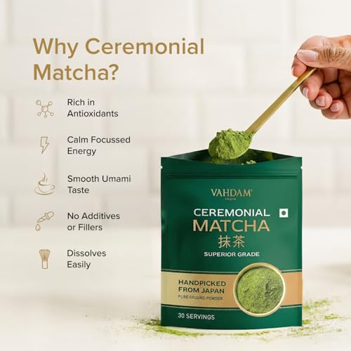 Image of VAHDAM Ceremonial Matcha 30g | Rich Microfoam | Ultra-Fine, Smooth & No Bitter Aftertaste | Richest Japanese Variety