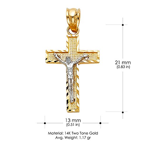14K Two Tone Gold Jesus Crucifix Cross Pendant with 0.9mm Singapore Chain Chain Necklace3