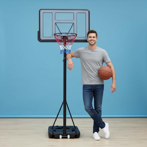 Image of WIN.MAX Basketball Hoop Outdoor 3.3-10ft Adjustable Height, 40inch Backboard with Shatterproof Backboard and Larger Base, Portable Basketball Hoop Goal System Youth /Adults in Backyard /Driveway