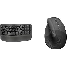 Logicool WAVE KEYS K820 Anti-Fatigue Ergonomic Keyboard, Bluetooth Logi Bolt, Japanese Layout, Wireless Numeric Key, Palmrest, Graphite, Japanese Genuine Product + Wireless, Quiet, Ergonomic Mouse, LIFT M800GR, Logi Bolt, Bluetooth Unifying, Smartwheel, Graphite, Japanese Genuine Product