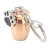 Yctze Llavero de Urnas para Mascotas, Joyería Conmemorativa de Cenizas de Perro de Acero Inoxidable con Diseño Impreso, para Recuerdo y Viajes de Cenizas de Cremación de Mascotas (Oro Rosado)