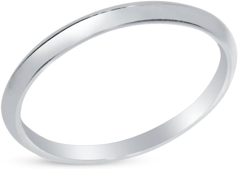 Sonia Jewels Solid 14k White Gold 2mm Plain Classic Traditional Knife Edge Anniversary Ring Wedding Band
