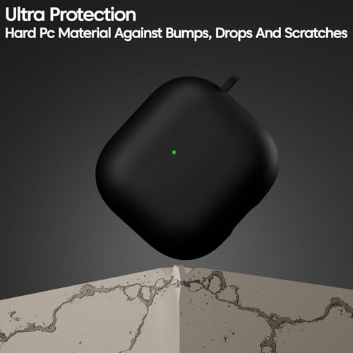 Image of Sounce Silicone Case Cover Compatible with AirPods 4th Generation 2024 Soft Shockproof Skin Protective Cover with Front LED Visibility Wireless Charging Support Keychain Accessory (Black)
