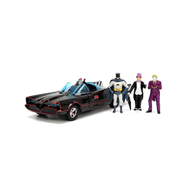 Jada Toys DC Batmobil 1966 Deluxe mit 4 Figuren - hochwertiges Modell-Set zur Batman Classic TV-Serie mit Auto, Batman, Robin, Joker & Penguin für Fans und Sammler ab 8 Jahre