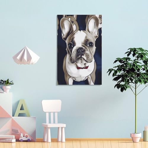 Toile bouledogue français pour sublimer un mur de bureau
