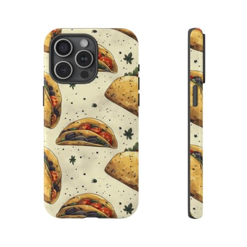 Coque rigide brillante iPhone 15 Pro Max motif taco de cuisine