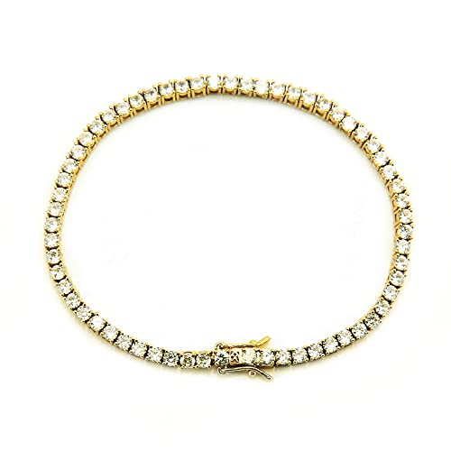 Cutepul 18K Gold Plated White Gold Rose Gold 3.0Mm Cubic Zirconia Classic Tennis Bracelet For Women Men (Gold, 7Inch) #TOP1