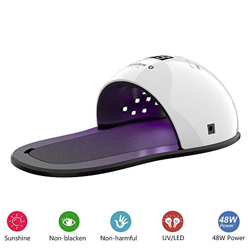 UV Nail Lamp - Kainoua Upgrade 48W UV LED Nail Dryer Curing Lamp with Dissipation Protection, Dual Light Source, Auto-Sensor, Timer Setting&Display for All Gel Nail Polish, Perfect for Home and Salon
