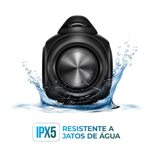 Caixa de Som Boombox AIWA Bluetooth IPX5, Luzes Multicores, com alça - AWS-BBS-02