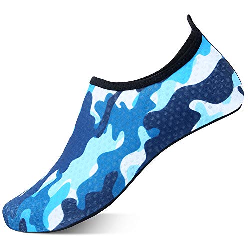 ANFTFH Unisex Water Shoes Barefoot Skin Shoes for Run Dive Surf Swim Beach Yoga Decorative Pattern Blue 8.5-9.5 M US Women/7-7.5 M US Men=EU40-41