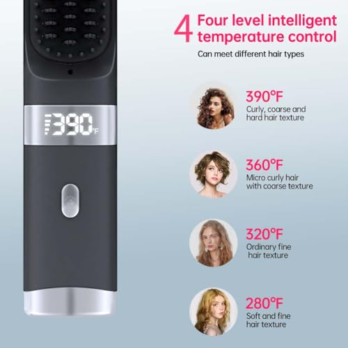 Cordless Hair Straightener Brush Portable on The go Comb for Travel USB chargingTwo Power  - image 2