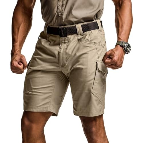 CQR Men's Flex Casual Cargo Shorts, Lightweight Water Resistant Golf Shorts, Stretch…