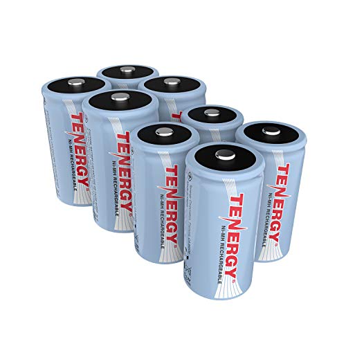 Tenergy High Capacity NiMH Rechargeable Battery Package: 4 C 5000 mAh + 4 D 10000 mAh