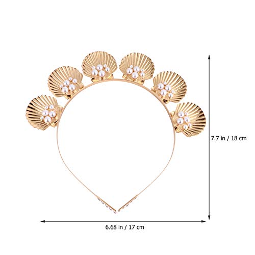 Minkissy 093R14EH5M85Z212QHM6 Shell Pearl Headband Gold Seashell Crown Goddess Pearl Tiara thumb #1
