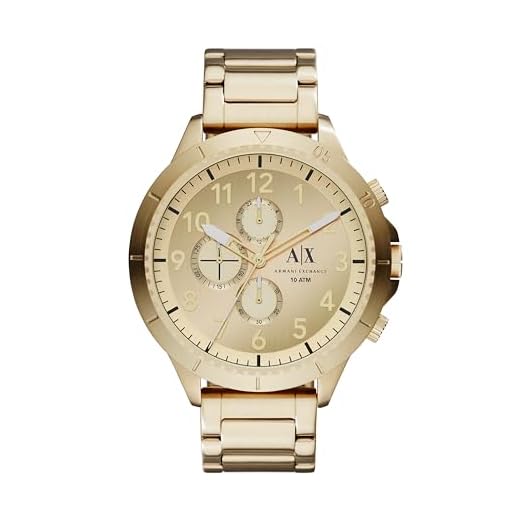 Armani Exchange Reloj para hombre, Movimiento cronógrafo de cuarzo, caja de acero inoxidable dorado de 50 mm con correa de acero inoxidable, AX1752