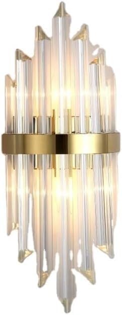 Lámpara de pared moderna, lámpara de pared de cristal, E14 * 2, vestidor, ., pasillo de la sala de estar, terraza de la villa, balcón del jardín./Oro/Luz LED de tres colores,iluminación de techo