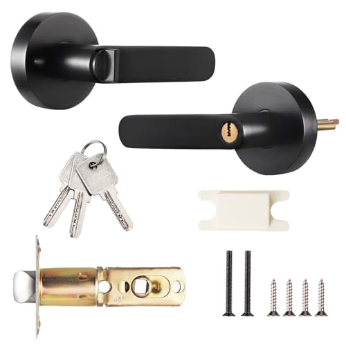 Knpwer Pomo para puerta con cerradura, pomo de puerta interior, pomo de metal con pomo fijo