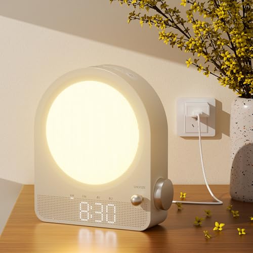 blonbar Sveglia a Luce con Effetto Aurora & 10 Suoni Naturali, Lampada da Notte Regolabile - 2 Svegli, Wake-up Light,...