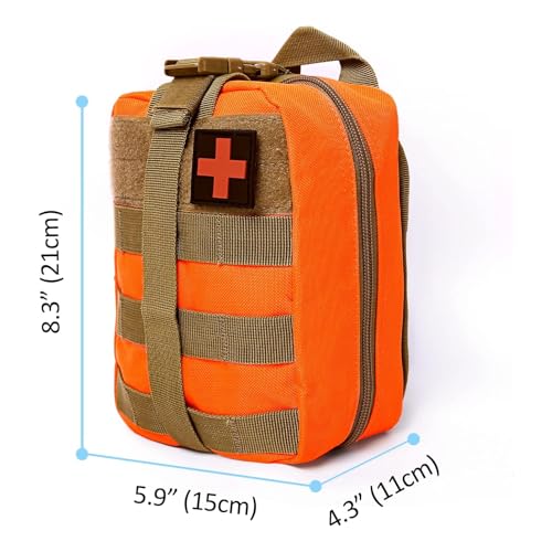 BITUOR Tactical First Aid Bag, Outdoor First Aid Kit Medicine MOLLE Pouch Survival Utility Bag Emergency Responder MedicBag Detachable Tactical MedicalBag for Hiking Camping Traveling (Orange) - Image 3