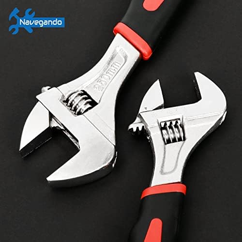 Navegando Adjustable Spanner Set, 4PCs Adjustable Wrench Set Multifunctional Wrench with Reversible Wide Opening Jaw (6/ 8/ 10/ 12 in)