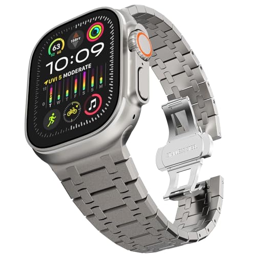 Bracelet acier inoxydable Apple Watch Ultra 2 et Series 9 à boucle déployante