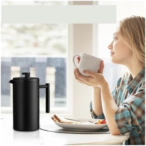 Stainless Steel Press Coffee Maker Double Walled Teaware with Triple Filtration for Home and Cafe Use - 2