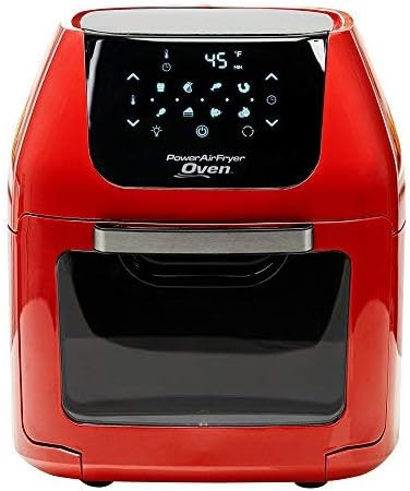 PowerXL Air Fryer Pro, Crisp, Cook, Rotisserie, Dehydrate; 7-in-1 Cooking Features; Deluxe Air Frying Accessories; 3 Recipe Books (6 QT Red)