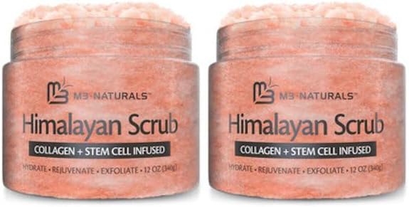 Himalayan Salt Scrub, Face, Foot, and Body Exfoliator with Collagen and Stem Cells Exfoliating Scrub for Toning, Cellulite, and Skin Care by M3 (Pack of 2)