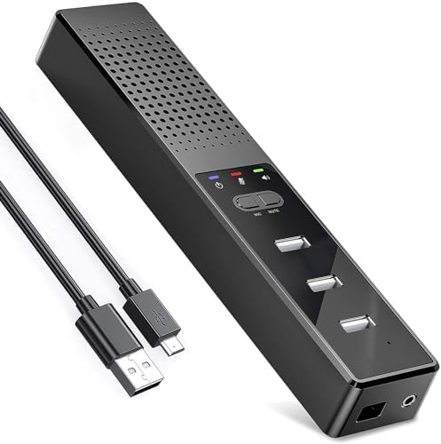 Cykvis 3 in 1 USB Computer Speaker with Microphone, PC Laptop Desktop Conference Speaker with Mic...