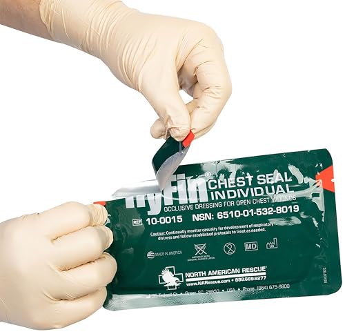 North American Rescue HyFin Chest Seal Occlusive (Unidad Individual) Vendaje Compacto para Heridas Abiertas en el Tórax, Trauma (10-0015) miniatura 4