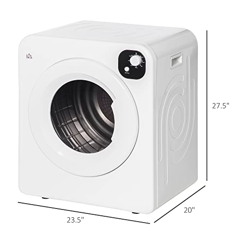 Portable Clothes Dryer 120V 1300W Compact Electric Dryer with Stainless Steel Drum 3.2 cu.ft Capacity for Apartments Dorms RVs 7 Drying Modes Wall Mountable White