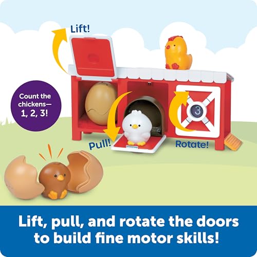Image of Learning Resources Peeksville Hide & Cheep Chicken Coop - Farm Animal Toys, Farm Animals Barn Set, Peekaboo Toy Animals for Toddlers, Toddler Playset, Montessori Kids Set for Boys and Girls