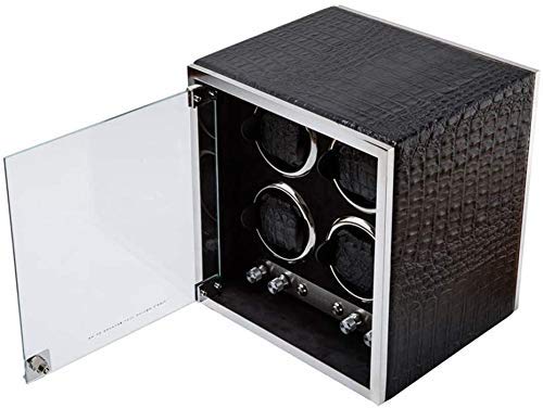 Watch Winder Box Automatic Watch Winder Box 8+0 Watches Automatic Watch Winder Cowhide Rotation Winders Deluxe Silent Motor Wood Box 18 LED Light 4 Modes with Lock -36.5x22.5x37CM