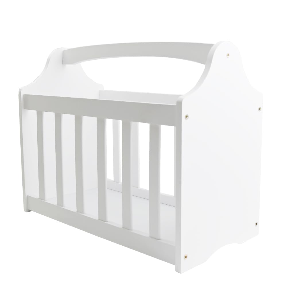 Aggloz | Magazine Rack, Robust Bamboo, with Handle, for Newspapers, Newsletters, Crosswords, Newspaper Shelf – Storage, etc (WHITE)