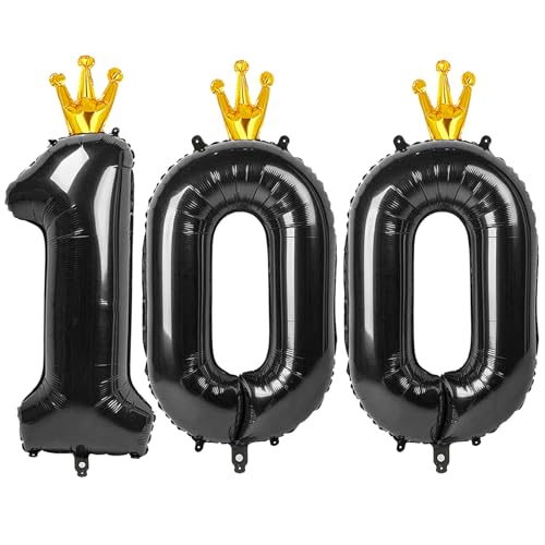 Black Number 100 Balloon 40 inch, 100 Number Balloon, 100th Black Birthday Decorations, 100 Year Old Girl Boy Party Suppliers