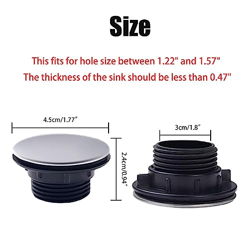 2 Pack Kitchen Faucet Hole Covers, Stainless Steel Sink Hole Plate Plug Covers, Blank Metal Plugs for Dia 1.2 to 1.6 inch (45mm) - Image 2