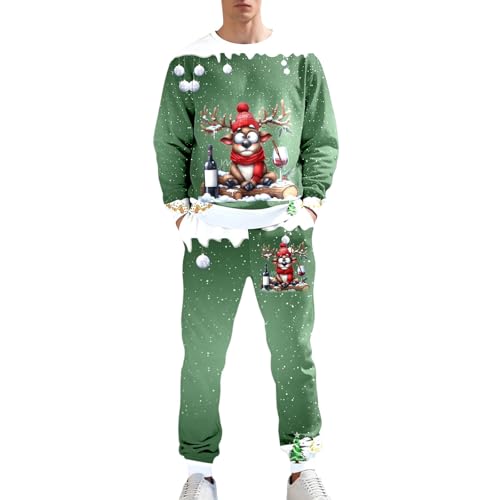 Costume renne Père Noël homme pour soirées festives ensemble jogging sweat col rond motif sapin