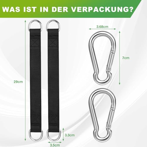 Viomis Premium Schaukel- & Hängemattenbefestigungsset, 2er-Set, Nylon mit Hochleistungs-Karabinern und D-Ringen, 200 kg Tragkraft