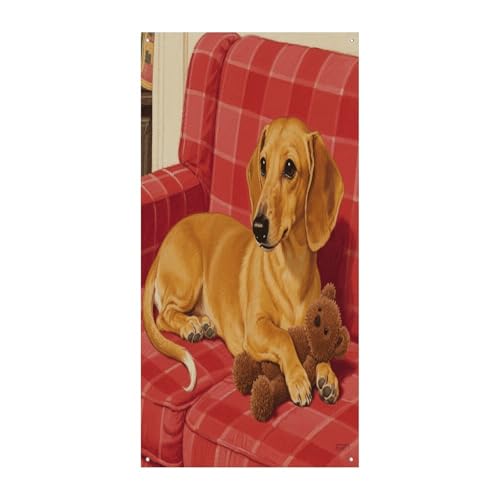 Dachshund Weiner �y�b�g �� �h�A�J�o�[ �p�[�\�i���C�Y �|�[�`�T�C�� �o�i�[ ���@�\ �h�A�J�[�e�� �������J���t���ȃh�A�o�i�[ ���� ���O ���� �p�[�e�B�[ 35.4 X 70.9�C���`
