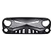 AMERICAN MODIFIED Front Hawke Grille Compatible with Jeep 2007-2018 Wrangler JK/JKU, Matte Black Mesh Grill w/DRL Turn Signal Lights