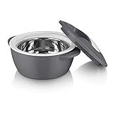 MAXXMEE Thermo-Schüssel Mikrowelle | Doppelwandige Thermoschüssel mit Edelstahleinsatz | Hält Speisen bis zu 5 Stunden warm oder kalt | Temperaturbeständig bis von -20 bis 100 °C [850 ml]