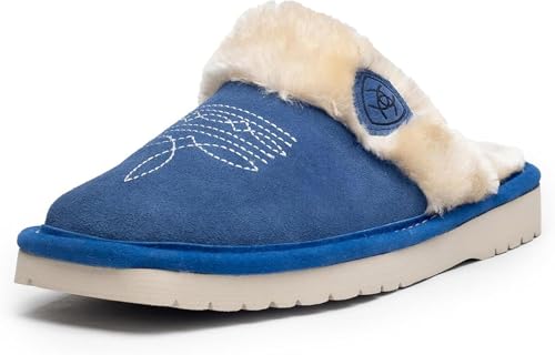 Image of ARIAT Women's Jackie Square Toe Warm Soft Genuine Suede Leather Indoor Outdoor Slippers with Plush Collar
