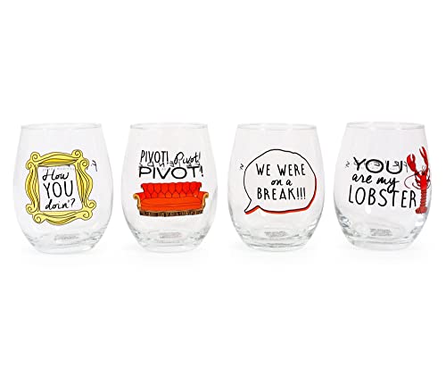 Friends TV Show Iconic Quotes Stemless Wine Glasses
