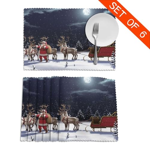 Sets de table lavables et résistants à la chaleur imprimé Noël pour table propre