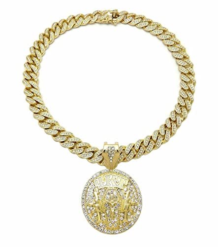 Hip Hop Jewelry Gold Plated 4KT Pendant & 12mm 16